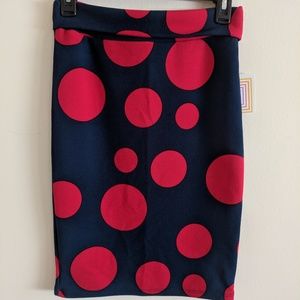 NWT Blue with red polkadot Lularoe Cassie skirt